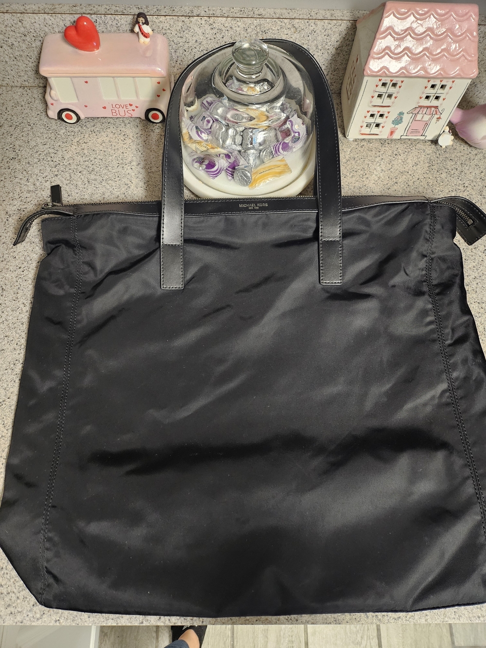 Michael Kors Black Nylon Tote with Leather Handles